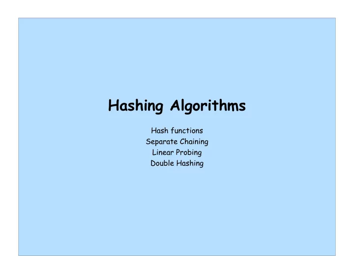 hashing algorithms