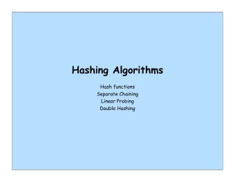 Hashing Algorithms  Hash functions  Separate Chaining  Linear Probing  Double Hashing  Symbol-Table