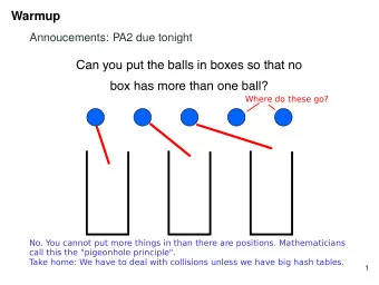 Can you put the balls in boxes so that no  box has more than one ball?  Where do these go?  No. You