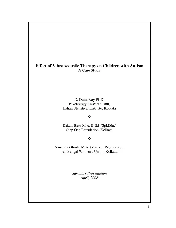effect of vibroacoustic therapy on children with autism a
