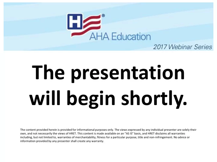 the presentation will begin shortly