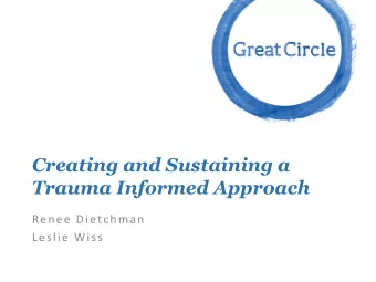 Trauma Informed Approach  Renee Dietchman  Leslie Wiss  Meet the Facilitators  Renee Dietchman, MA
