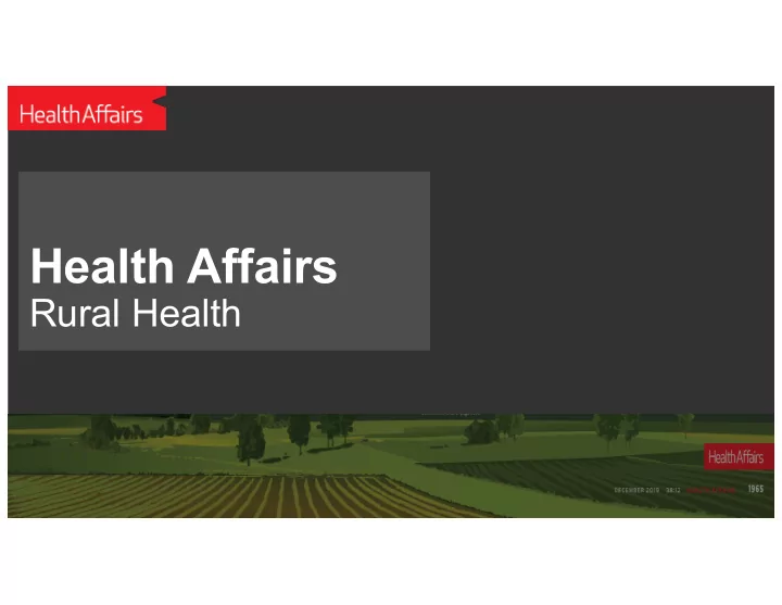 health affairs