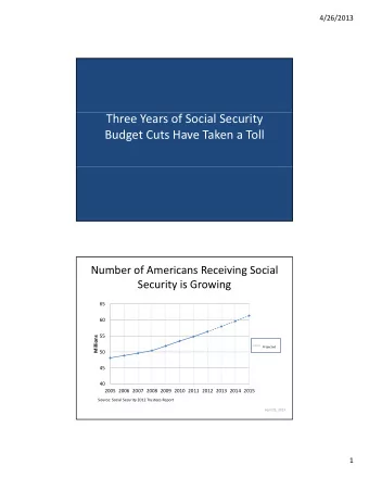 Three Years of Social Security Budget Cuts Have Taken a Toll Number of Americans Receiving Social