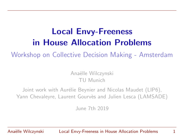 local envy freeness in house allocation problems