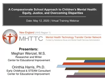 Presenters:  Meghan Wenzel, M.S.  Researcher and Writer  Center for Educational Improvement