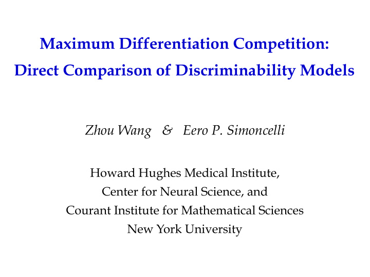maximum differentiation competition direct comparison of