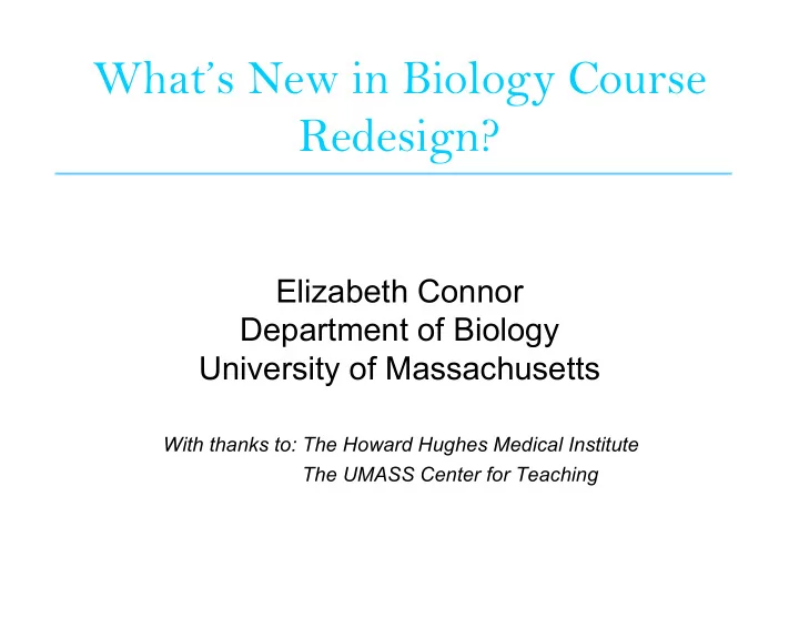 what s new in biology course redesign