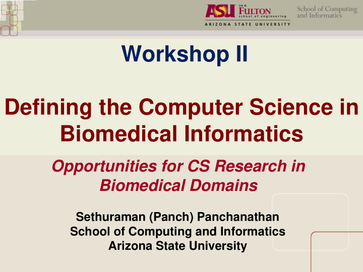 workshop ii defining the computer science in biomedical