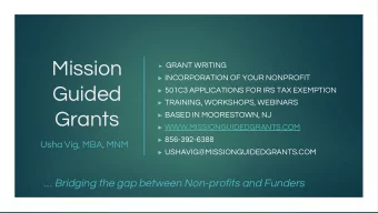 Mission  GRANT WRITING  INCORPORATION OF YOUR NONPROFIT  Guided  501C3 APPLICATIONS FOR