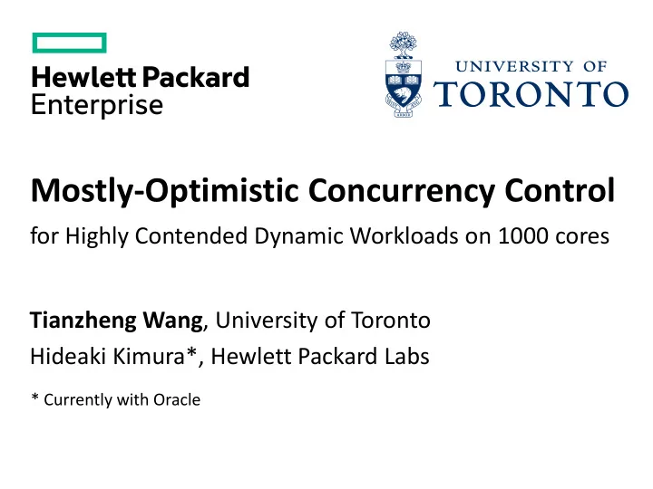 mostly optimistic concurrency control
