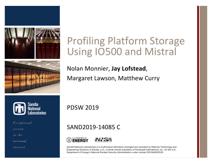 profiling platform storage using io500 and mistral