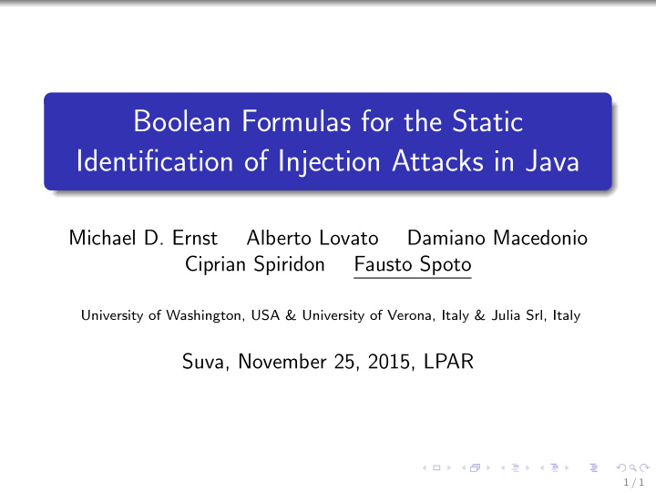 boolean formulas for the static identification of