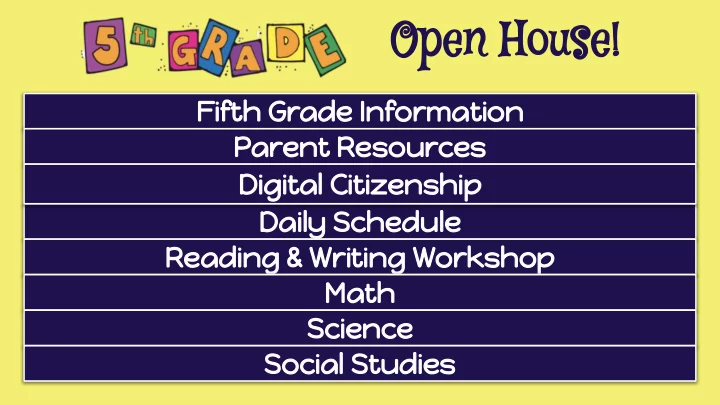 fifth grade information parent resources digital