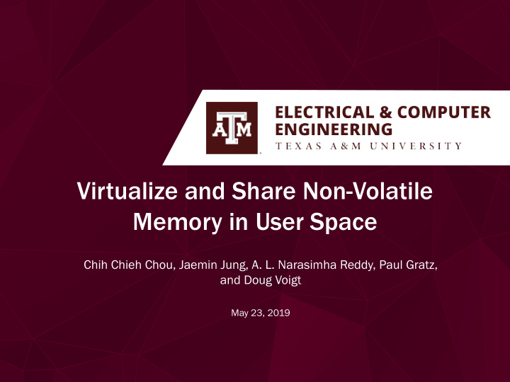 virtualize and share non volatile memory in user space