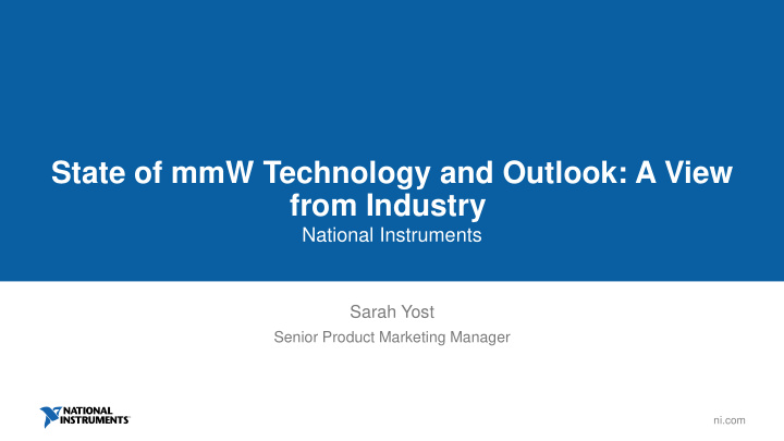 state of mmw technology and outlook a view from industry