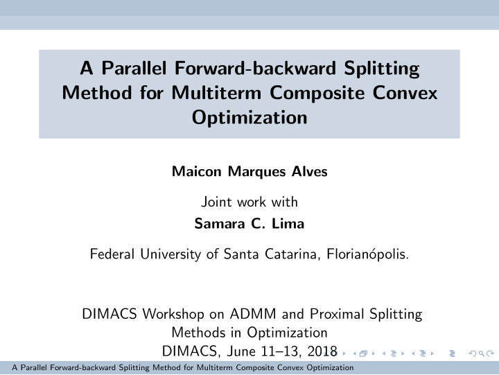 a parallel forward backward splitting method for