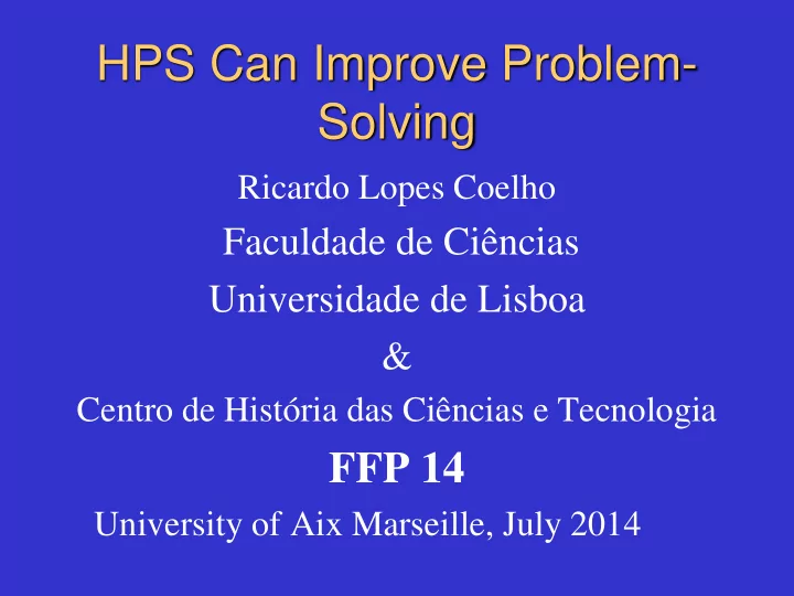 hps can improve problem solving ricardo lopes coelho