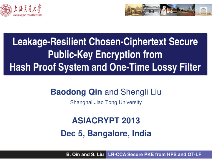 leakage resilient chosen ciphertext secure public key