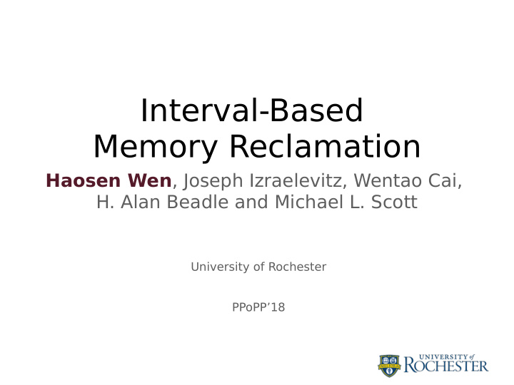 interval based memory reclamation
