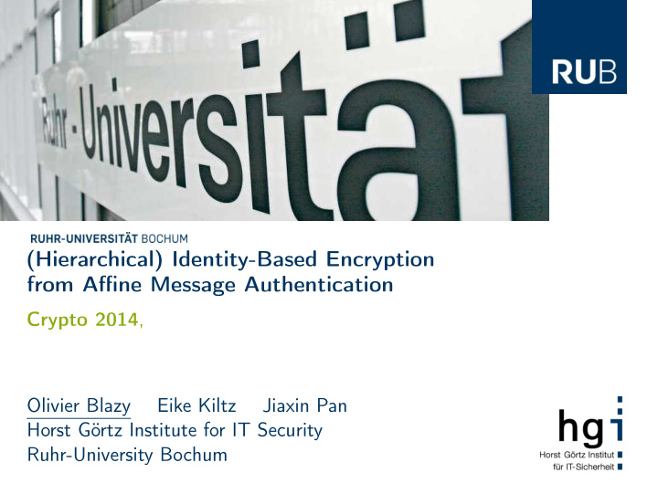 hierarchical identity based encryption from affine