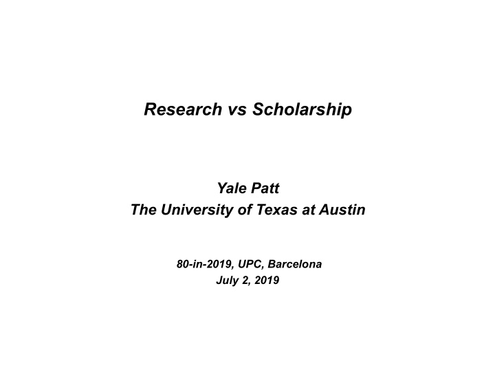 research vs scholarship