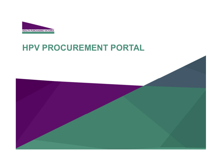 hpv procurement portal procurement portal