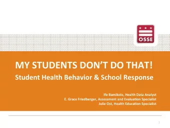 MY  STUDENTS  DONT  DO  THAT!    Student  Health  Behavior  &amp;