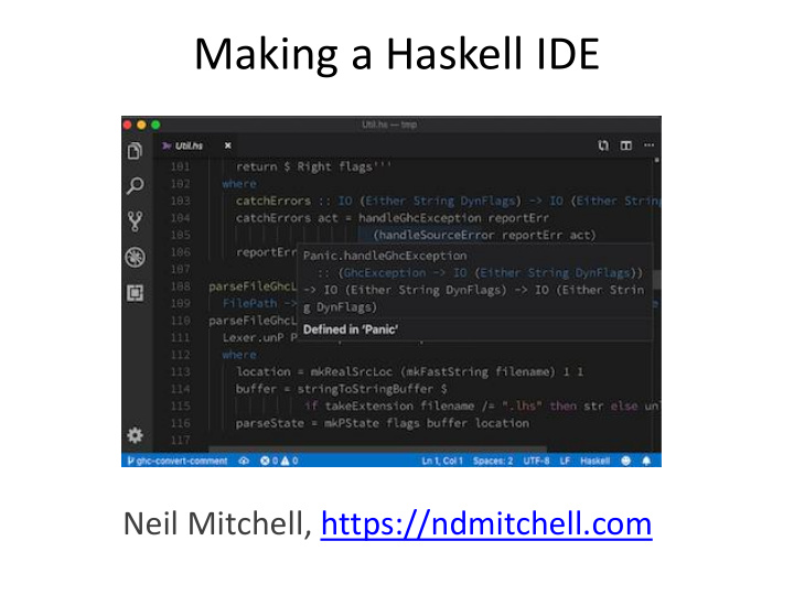 making a haskell ide