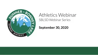 Athletics Webinar  SBLSD Webinar Series  September 30, 2020  Athletics Webinar  SBLSD Webinar