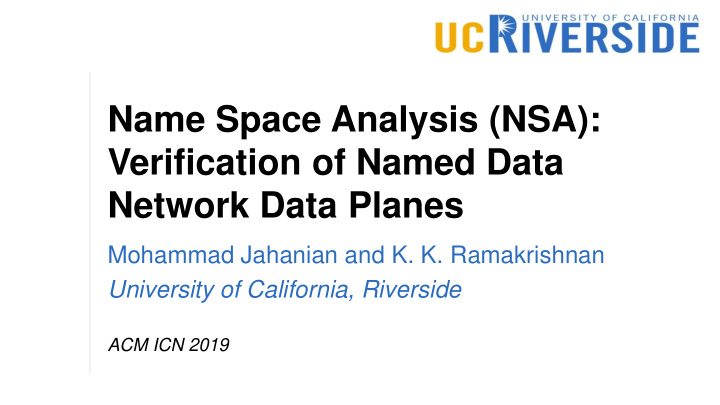 name space analysis nsa verification of named data