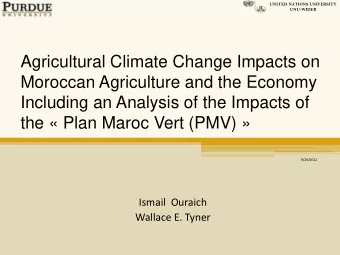 Agricultural Climate Change Impacts on  Moroccan Agriculture and the Economy  Including an Analysis