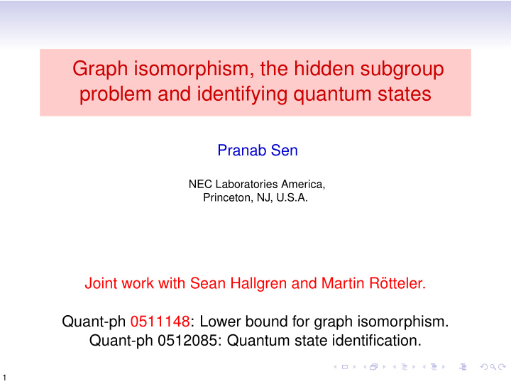 graph isomorphism the hidden subgroup problem and