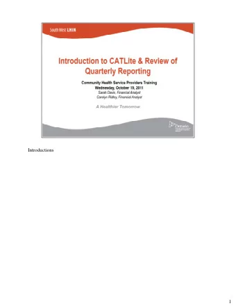 Introductions  1  Today we are going to review Quarterly SAA Reporting Requirements and provide