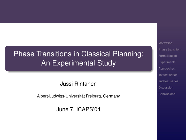 phase transitions in classical planning