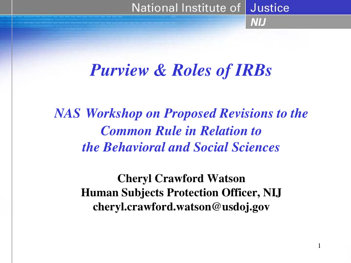 purview roles of irbs