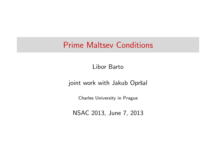 prime maltsev conditions