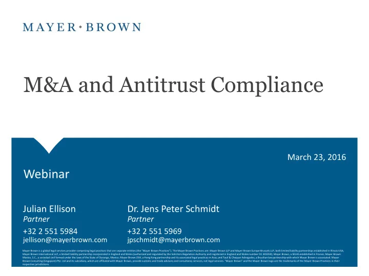 m a and antitrust compliance