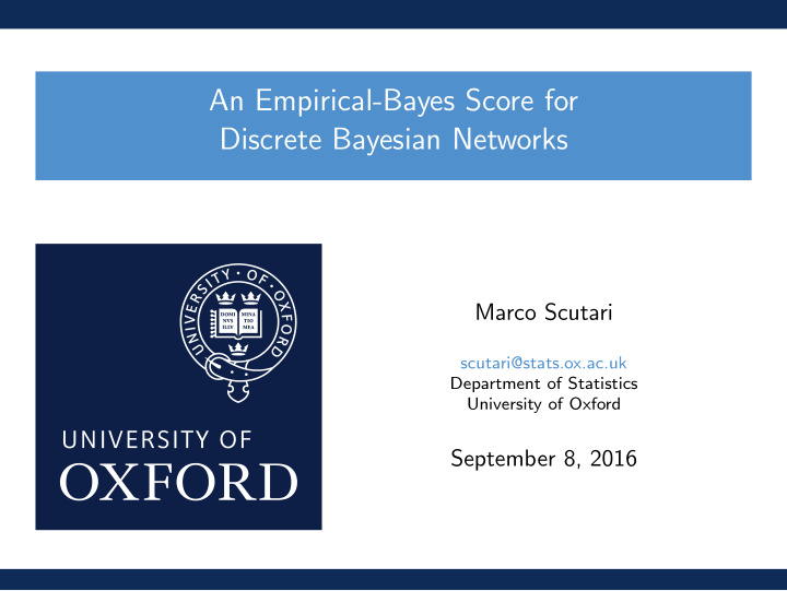 an empirical bayes score for discrete bayesian networks