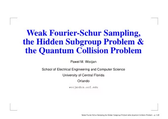 Weak Fourier-Schur Sampling,  the Hidden Subgroup Problem &amp;  the Quantum Collision Problem