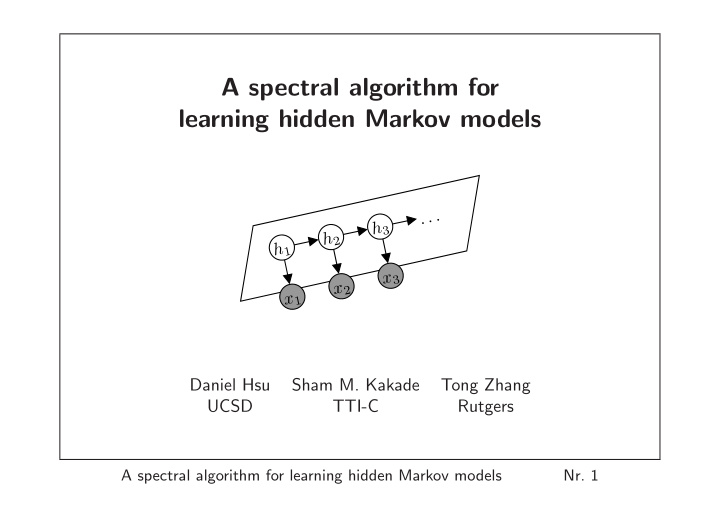 a spectral algorithm for learning hidden markov models