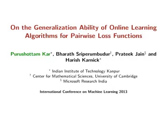 On the Generalization Ability of Online Learning  Algorithms for Pairwise Loss Functions