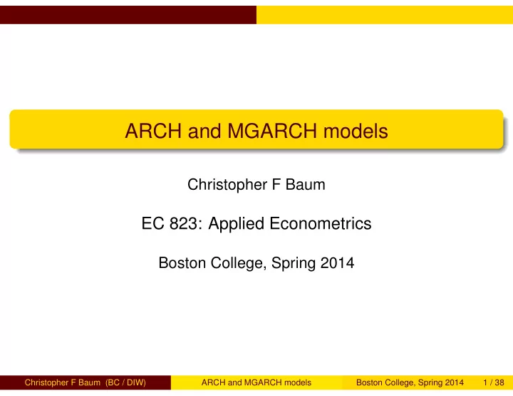 arch and mgarch models