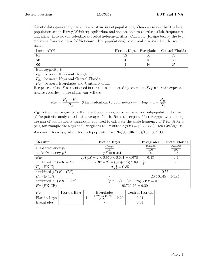 review questions bsc3052 fst and pva 1 genetic data gives