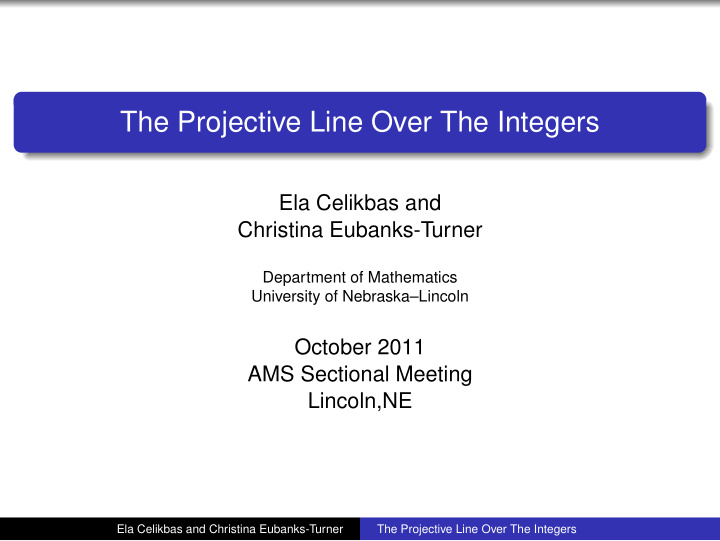 the projective line over the integers