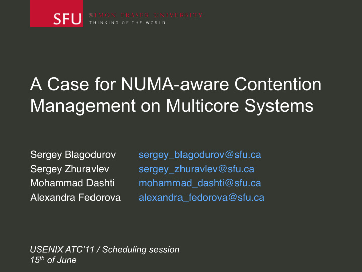 a case for numa aware contention management on multicore