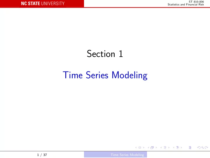 section 1 time series modeling