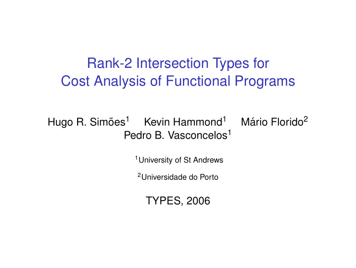 rank 2 intersection types for cost analysis of functional