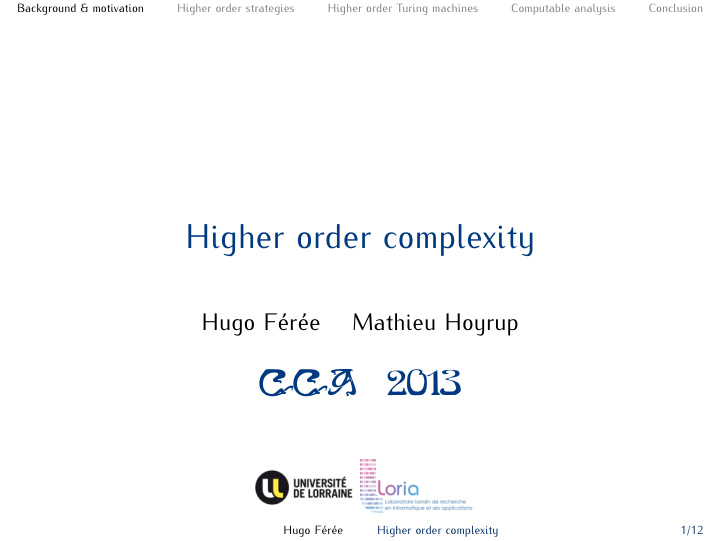 higher order complexity