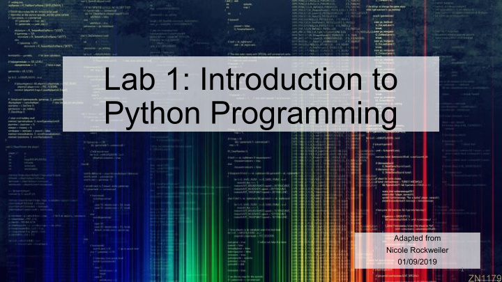 lab 1 introduction to python programming